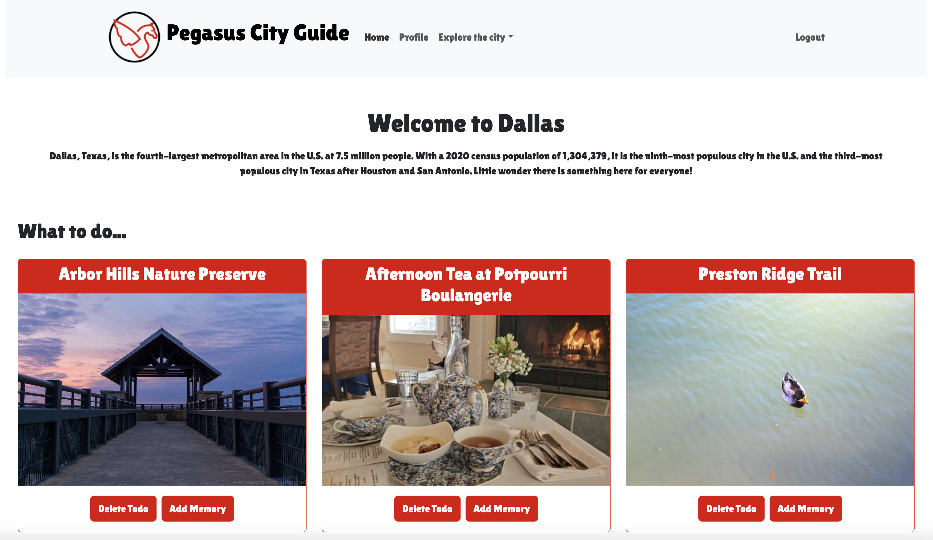 Pegasus City guide homepage